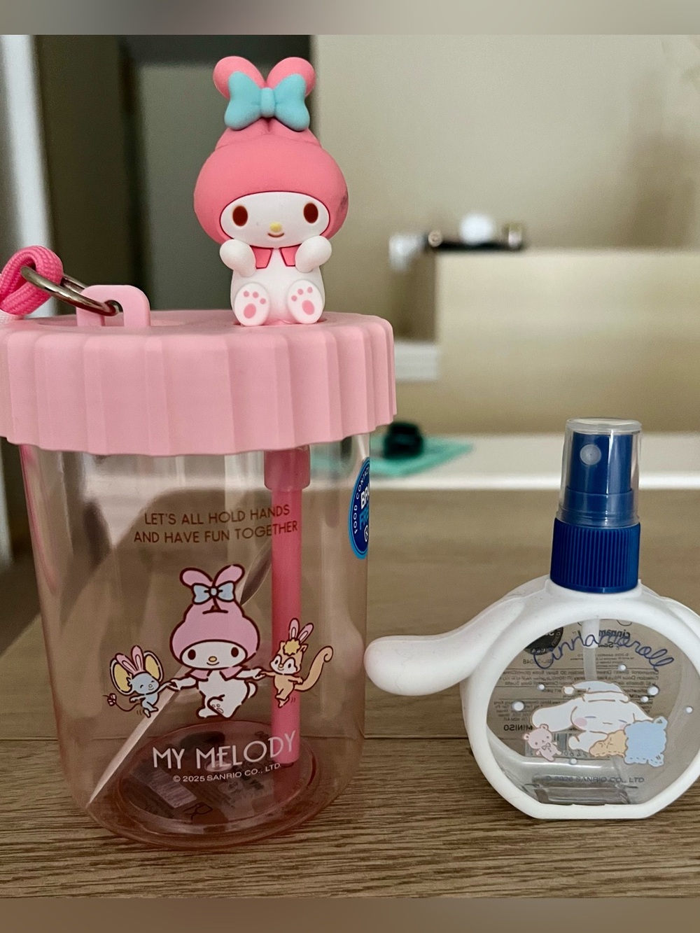 Hello Kitty My Melody Pink Kids Bath Cup with Cute Character Topper Bundle